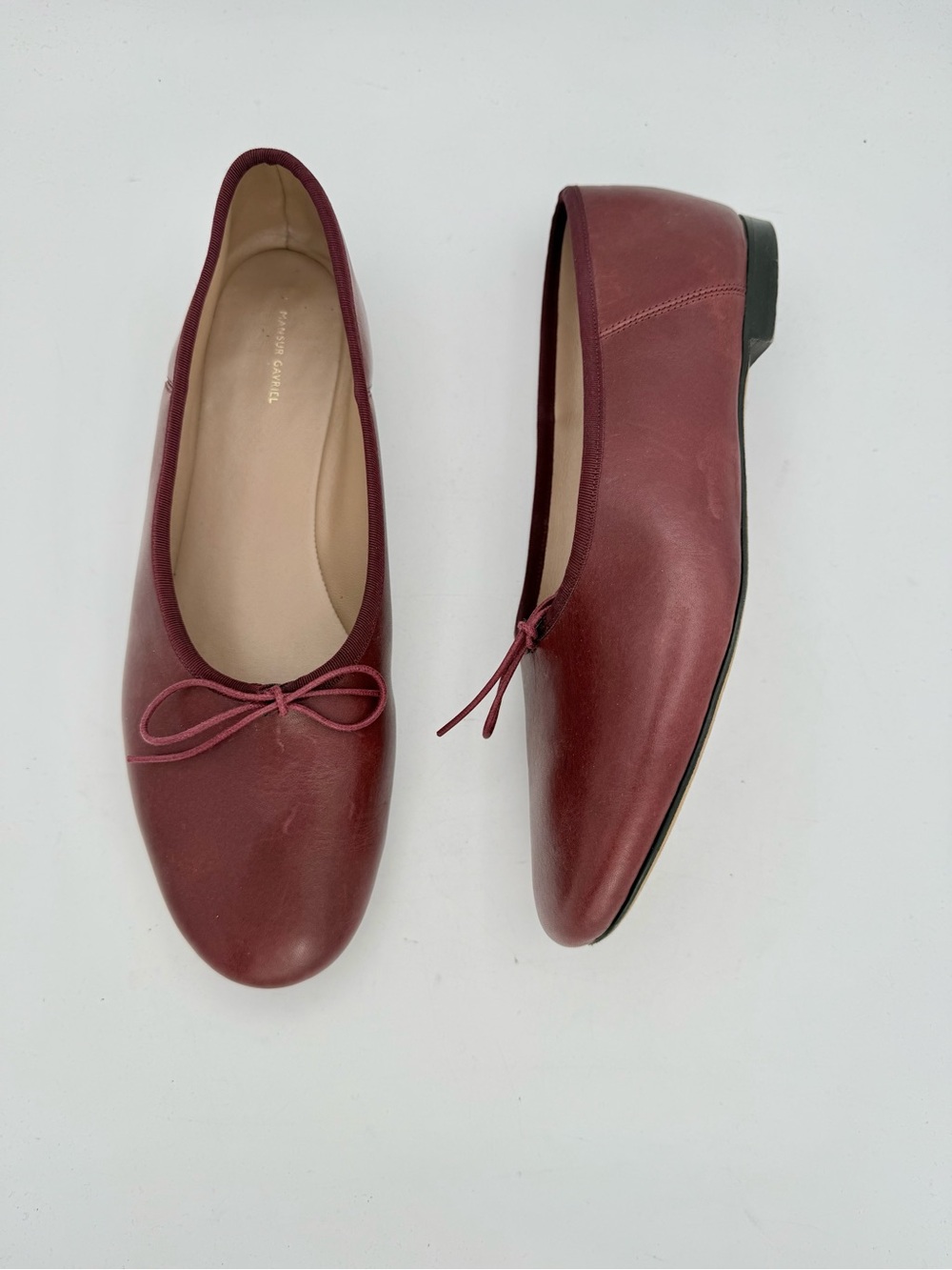 Manure Gavriel - women’s dream Ballerina bow detail flat ballet shoes burgundy 9